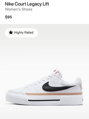 Nike Women's White Black Tan Court Legacy Lift Sneakers